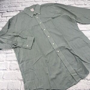 Brooks Brothers Traditional Fit Button Down Shirt Green White Stripe 17.5 33